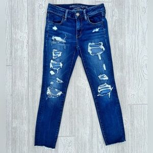 American Eagle Crop Jeggings Size 4 Regular Distressed